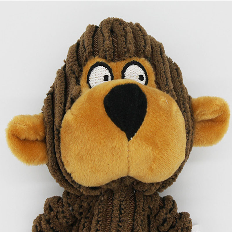 Funny Cartoon Sounding Puppy Toy Three-color Rubber Ring Corduroy Plush Monkey Cattle Bear Toy Interactive Pet Doll