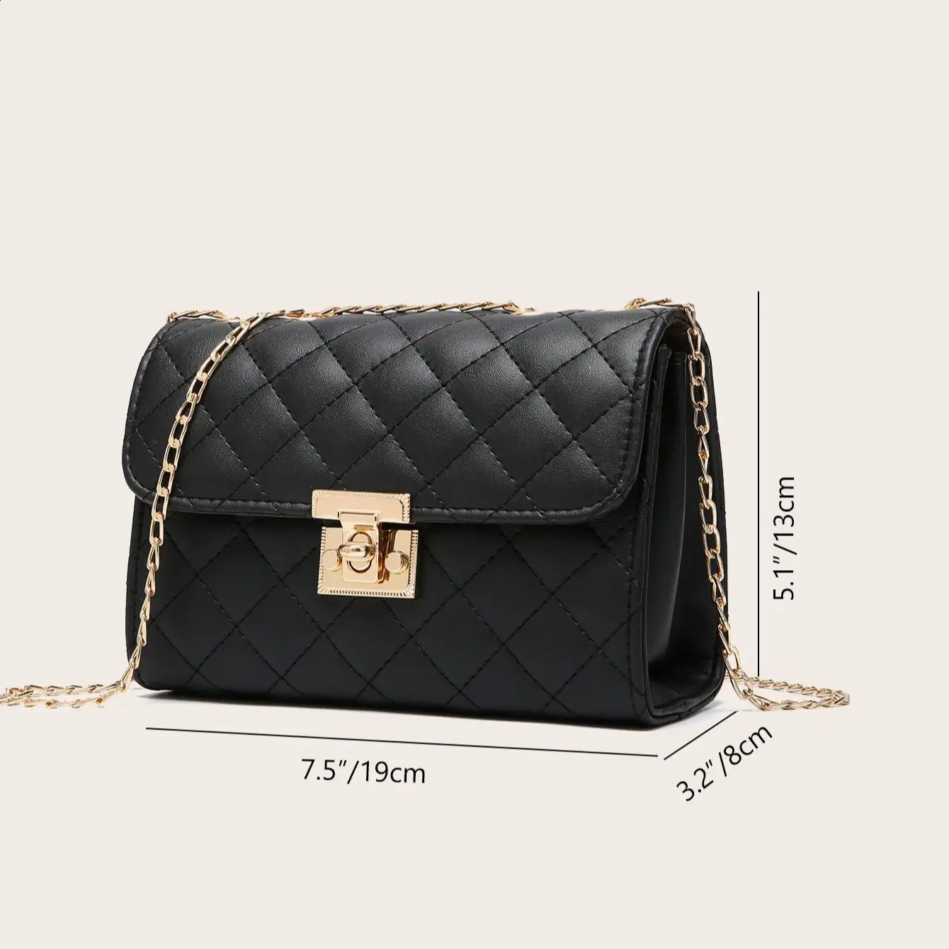 Lingge Chain Small Square Bag Lock Shoulder Cross Bag Texture 240830