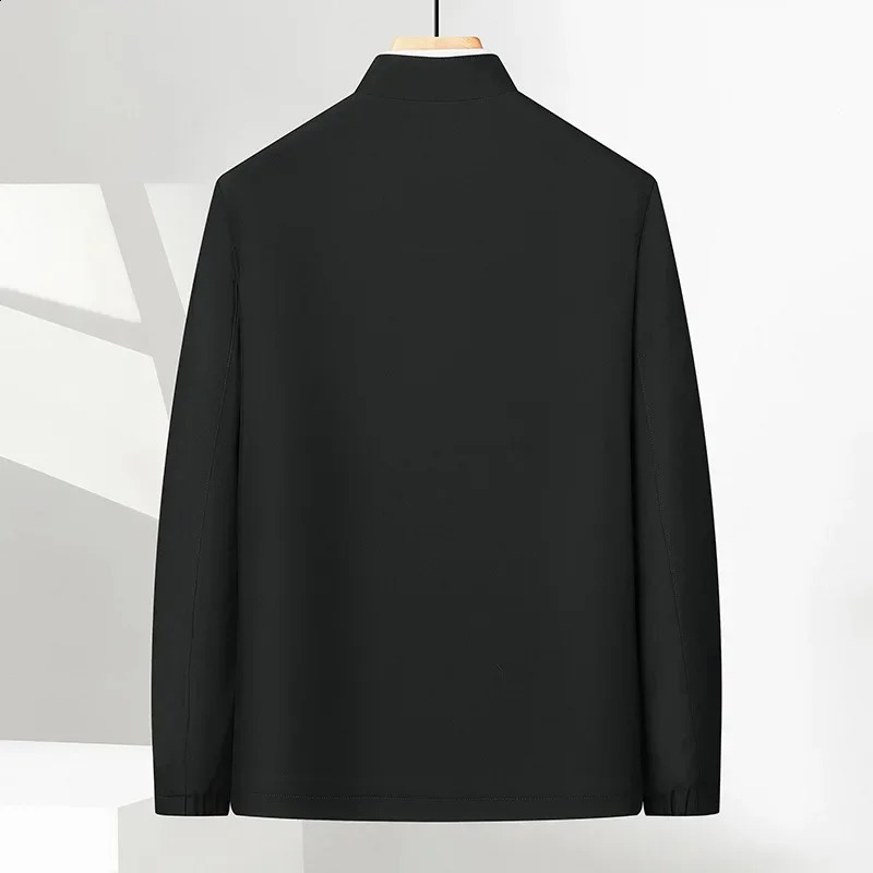 Mens Stand Collar Jacket Solid Color Business Casual Cropped Jacket For Middle-aged Men Spring Style 240829