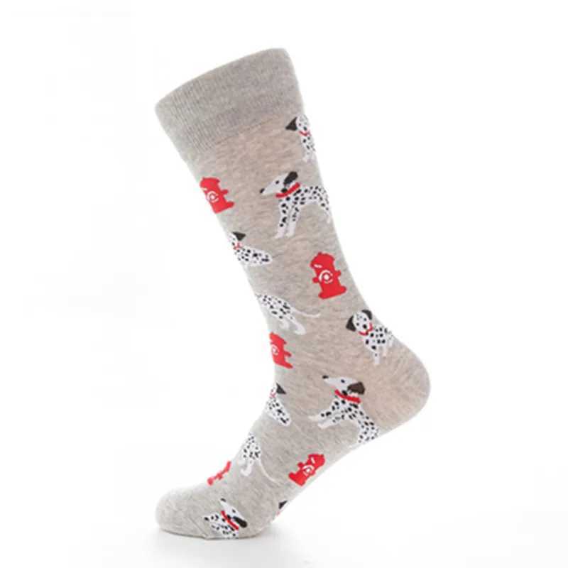 Men's Socks 5 pairs of socks plus size autumn and winter new colorful dog socks mens mid-tube casual cotton socks wholesale Y240830ZUJS
