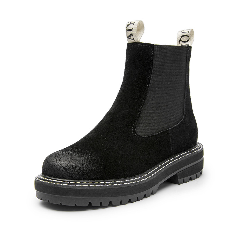 Women Chelsea Boots Genuine Leather 2024 Autumn Winter Trend Thick-soled Women Ankle Boots All-match Marton Boots Ladies