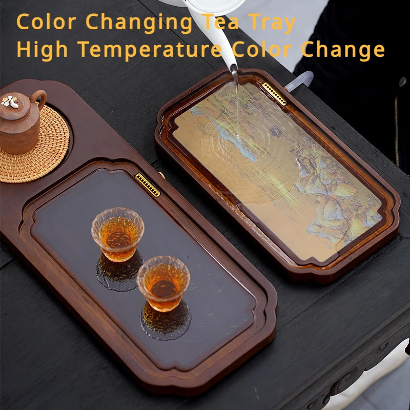 Wooden Color Changing Tea Tray Solid Wood Kung Fu Tea Tray Color Changing Tea Ceremony Accessories Small Dry Bubble Tray 240829