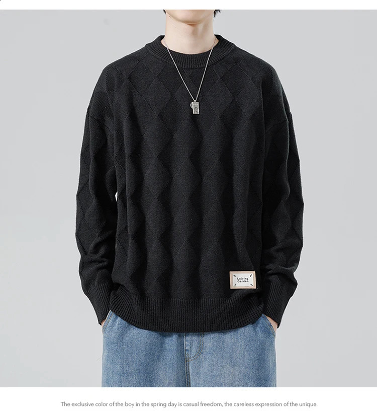 Mens Preparatory Style Autumn Winter Sweater Mens Trend Casual Loose Cotton Knitted High Quality Cotton Warm Sweater 4XL 240829