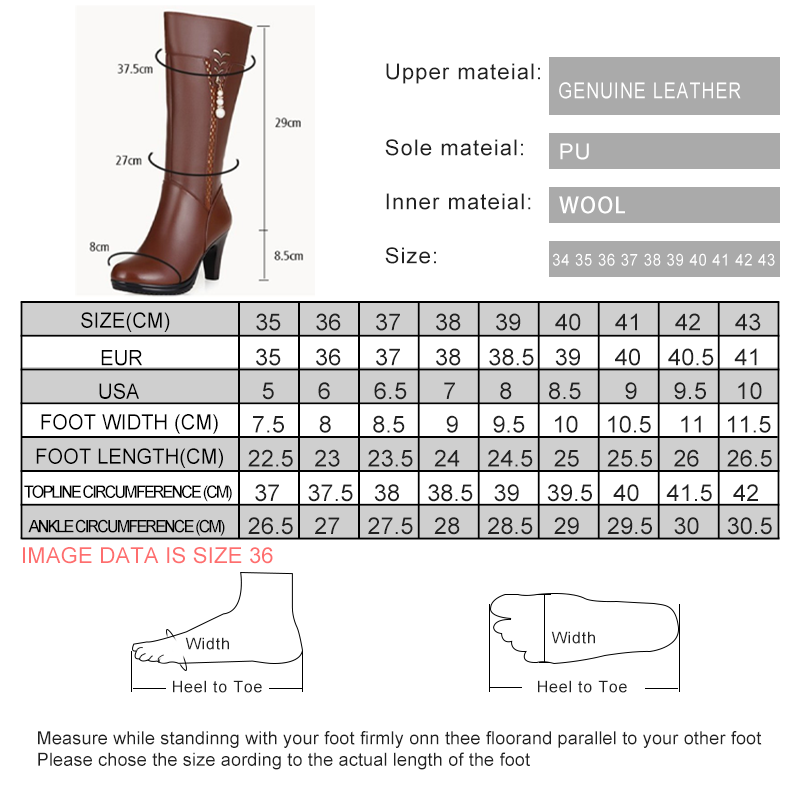 2024 Female winter shoes Women Genuine Leather High-heeled Boots Wool Lined Boots Fashion High Quality Motorcycle Boots