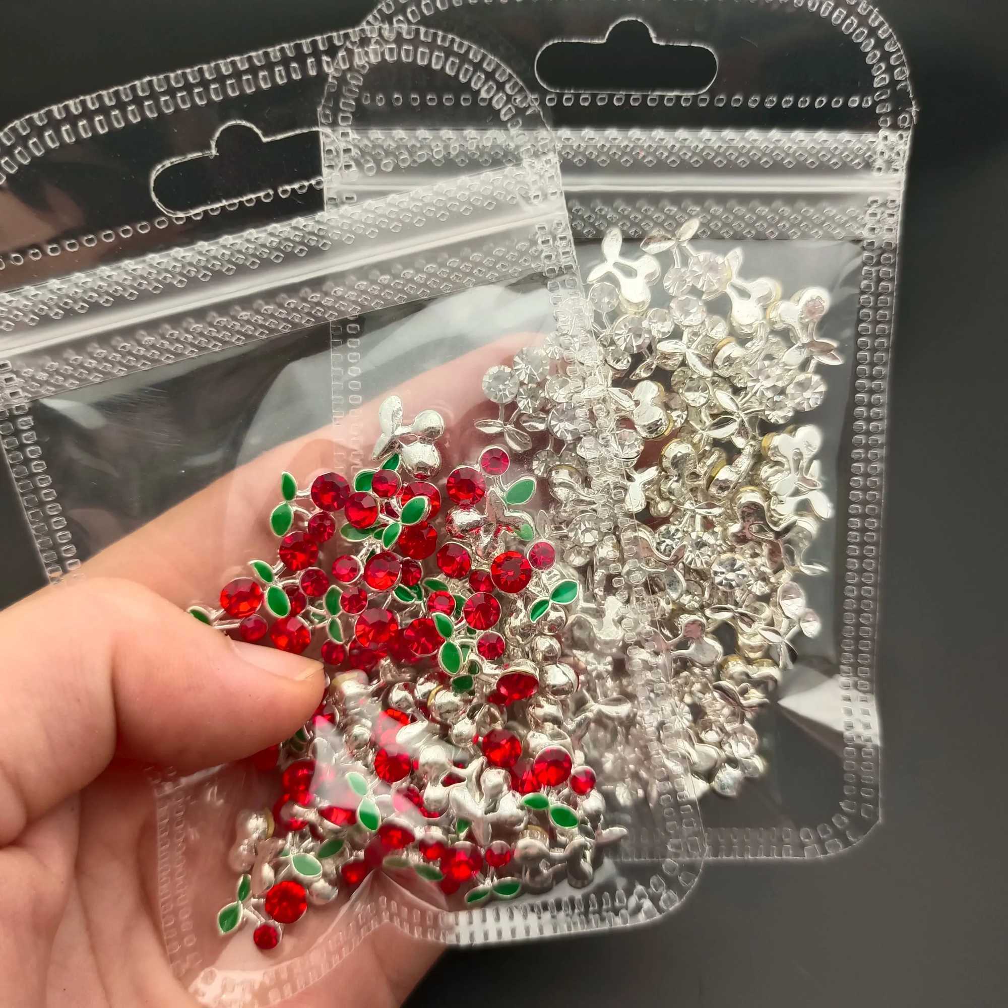 20 Sparkling Diamond Cherry Nail Charm Sparkling Red/Pink/Transparent Round Diamond Cherry Nail Art 10mm 3D Sweet Cherry Nail Accessories W240829