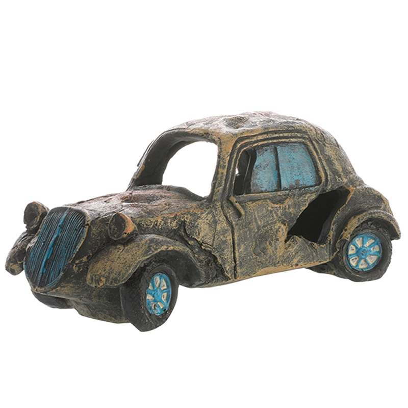 Resin Wreck Car Ornament Fish Shrimp Hiding Cave Shelter Broken Vehicle House Fish Tank Aquarium Landscaping Decorate Accessory