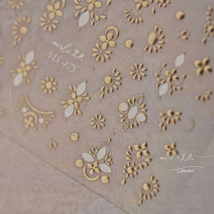 Noble Gold Totem Bohemia Pearl Rhinestone Bow Heart shaped Star Moon Butterfly 3D Self Adhesive Nail Art Stickers Handmade 5D Stickers W240829
