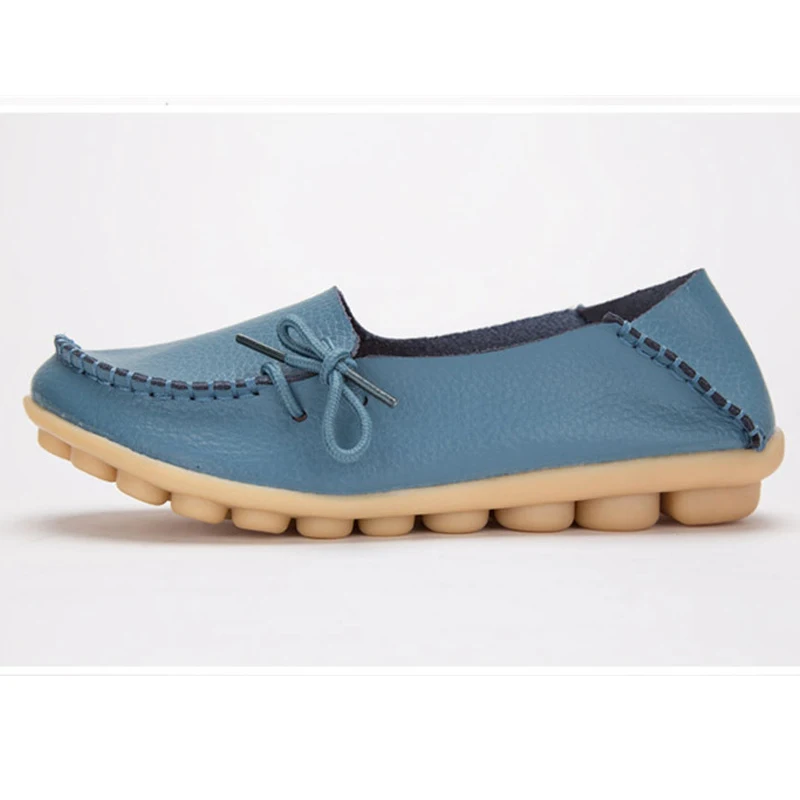 YAERNI women shoes leather Loafers mother casual fashion slip-on girls shoes breathable comfortable woman Dress Solid flats