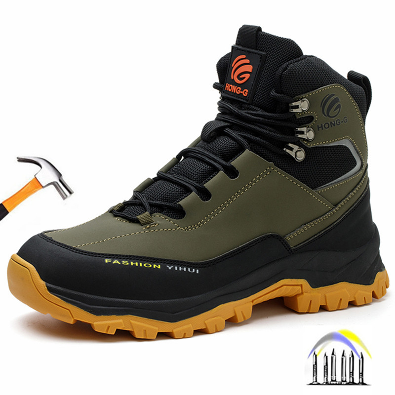 Hot Construction Safety Shoes: Waterproof Steel Toe Work Sneakers, High Top Anti-Puncture Boots New For Men
