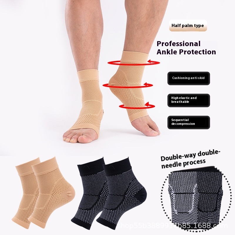 Dual way double needle nylon sports socks with pressure for ankles, hiking running sports, anti sprain and ankle wrist protection