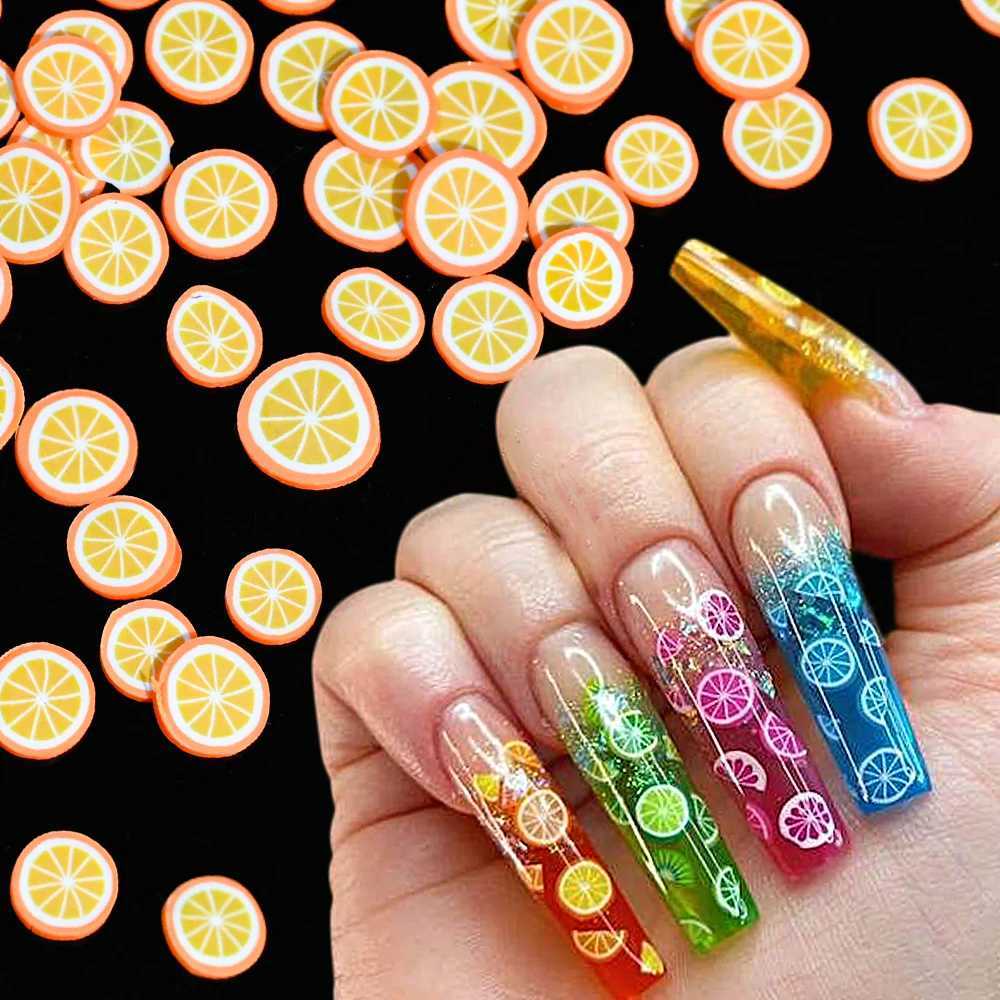 1000pcs Mixed 3D Fruit Slices Nail Charm Polymer Clay DIY Design Slices Lemon Nail Decoration Soft Clay Polishing Craft Supplies W240829