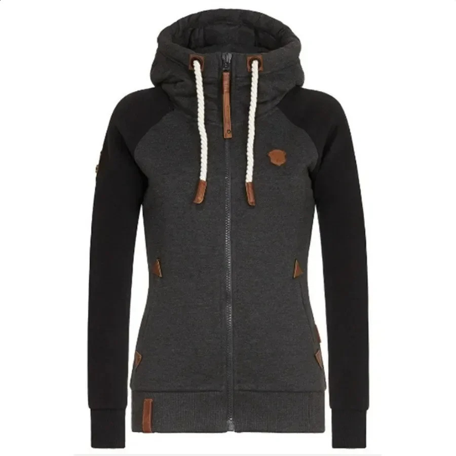 Womens Casual Hoodie Jacket Zipper Mixed Color Coat Top Sportswear Large Dress 240827
