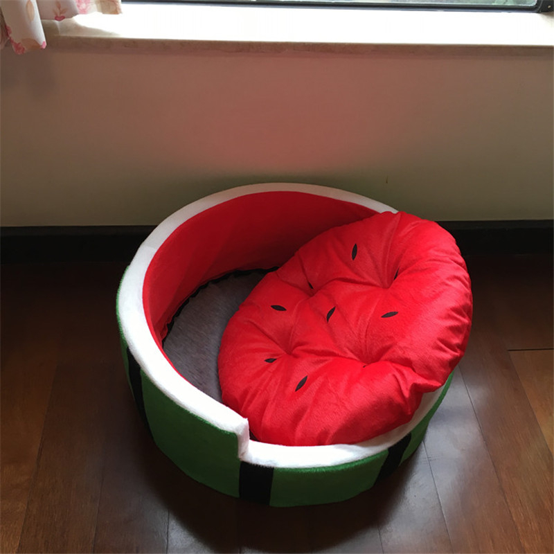 1pc Cute Kennel House Warm Cotton Watermelon Modeg Dog Mat Sofa Pet Cat for Dogs Fruit Bed S M L