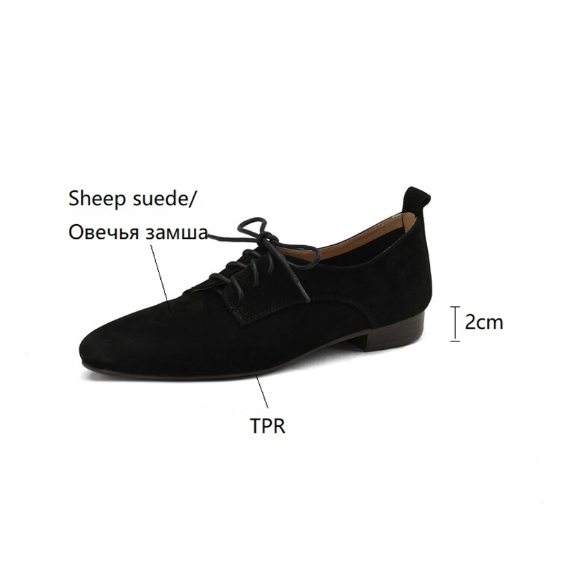 Spring NEW Sheep Suede Square Toe Chunky for Solid Low Heel Women Pumps New Simple Lace-up Shoes 899b