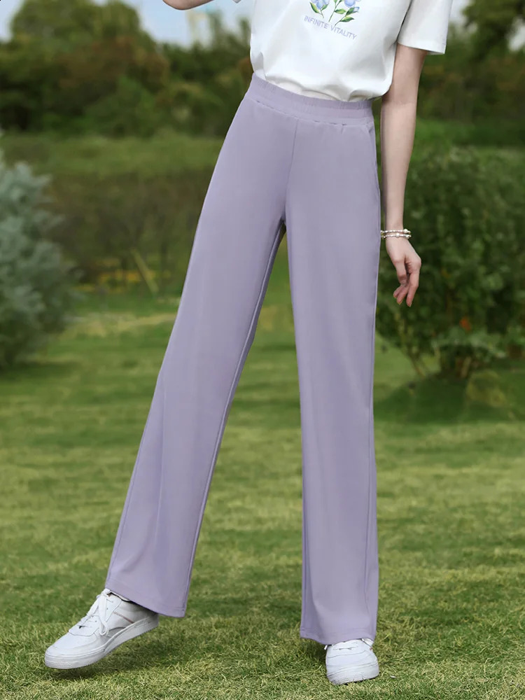 I like your wide leg pants womens springsummer high stretch elastic waisted knitted casual 2241045612 240827