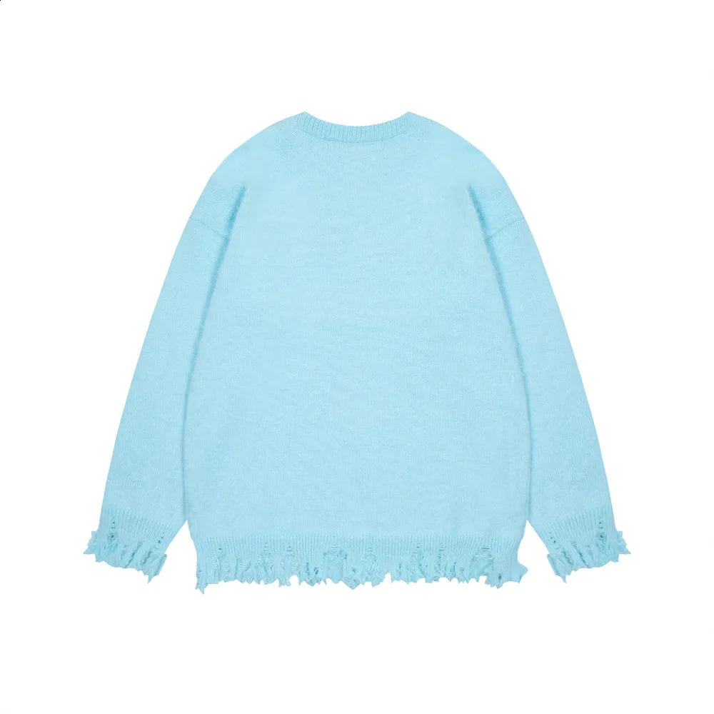 Autumn and winter O-neck sweater mens letter jacquard slotted knitted sweater womens oversized sweater hip-hop warm knitted sweater 240829