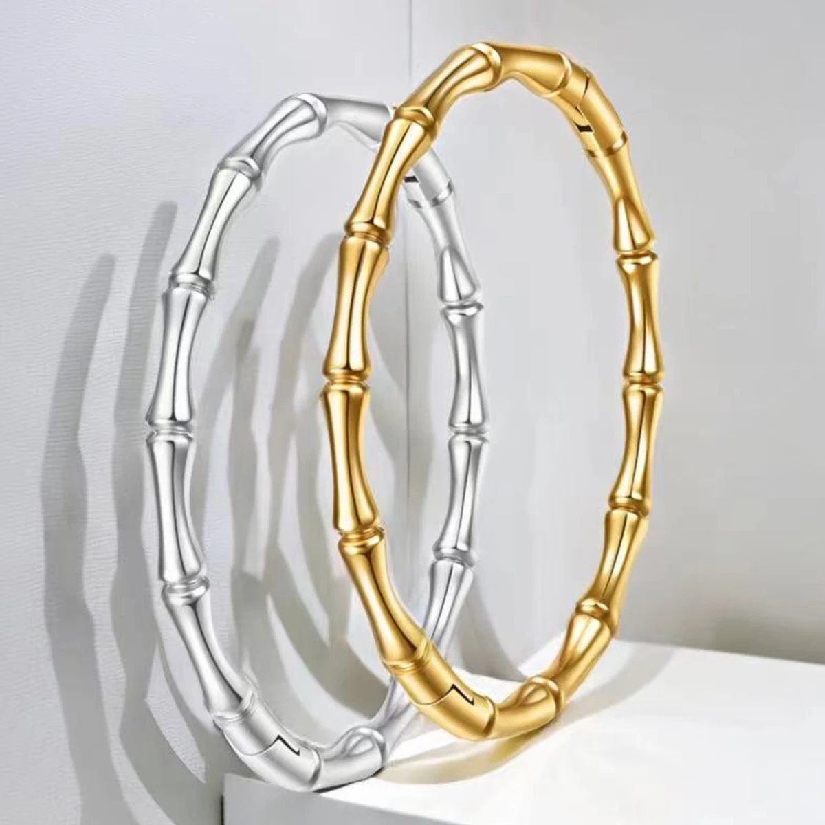 Hot sellering Stainless Steel 18K Gold Color Bamboo Cuff Bracelets Bangles for Woman Wedding Female Luxury Bracelets Jewelry Gift designer bracelet fo