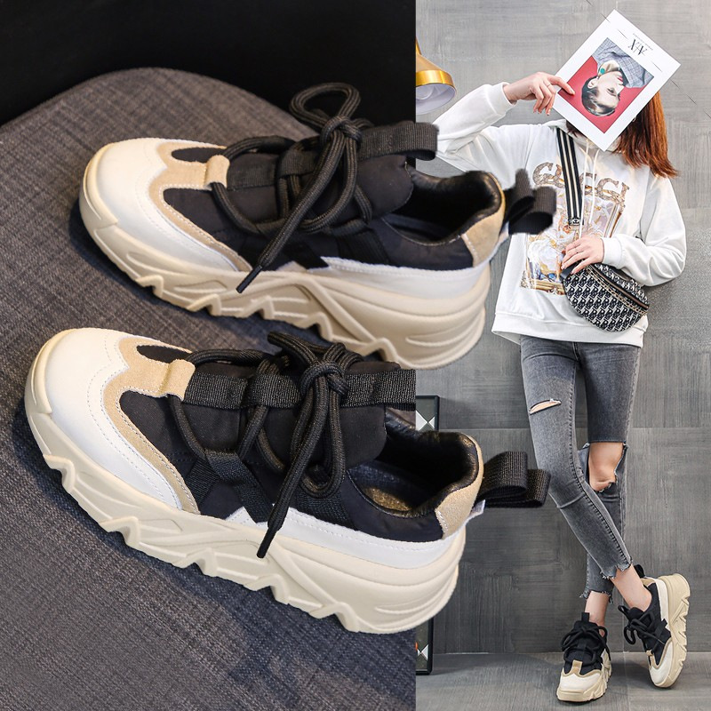 2023 Women Sneakers Autumn New Wedge Platform Vulcanized Shoes Fashion Lace Up Casual Outdoor Running Shoes Zapatillas Mujer