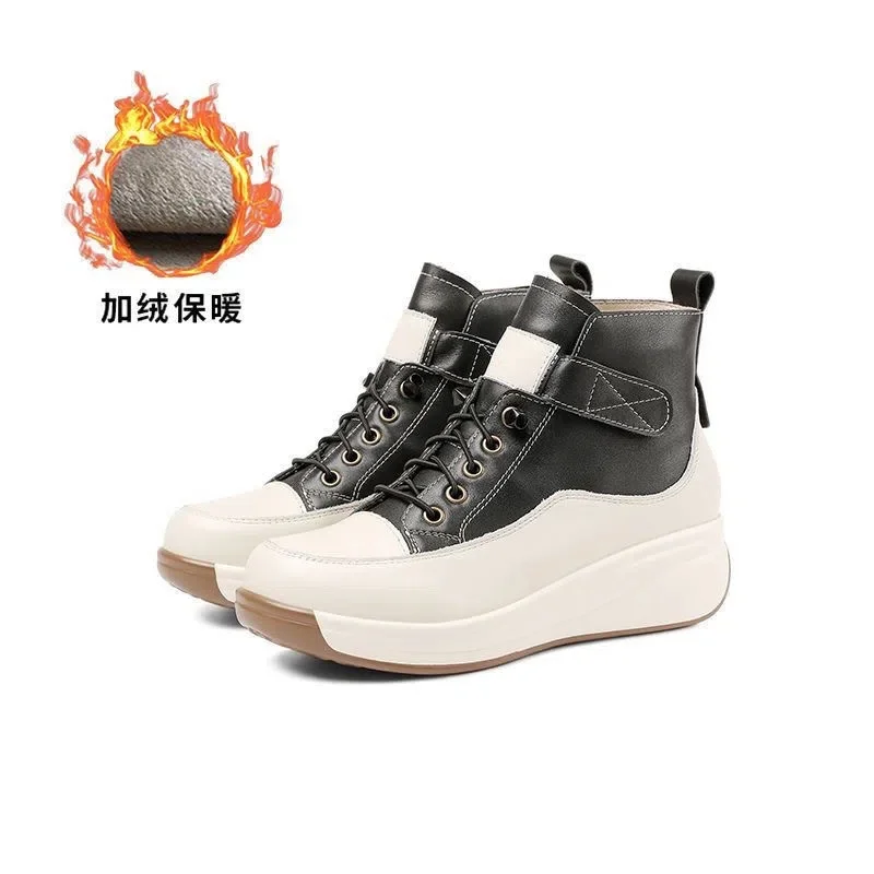 2024 Autumn New Women's Boots Soft-soled Anlkle Boots Winter Casual Lightweight Thick-soled Boots Woman Fluch Retro Short Boot