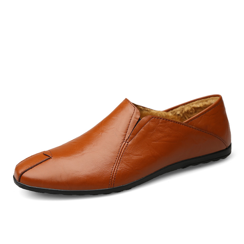 Lightweight Loafers Warm with Fur Mens Moccasin Shoes Winter Men Flats Breathable Casual Slip-on Comfortable Plus Size Footwear