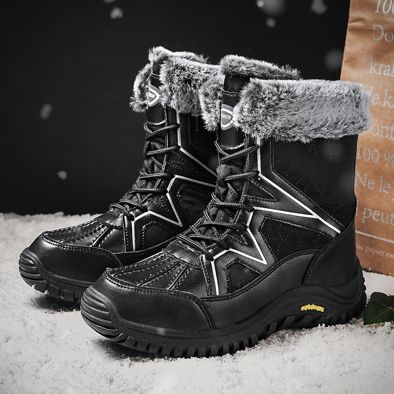 Women Winter Boots with Thick Fur Non-slip Waterproof Winter Snow Boots Mid-calf Women Platform Winter Cotton Boots Botas Mujer