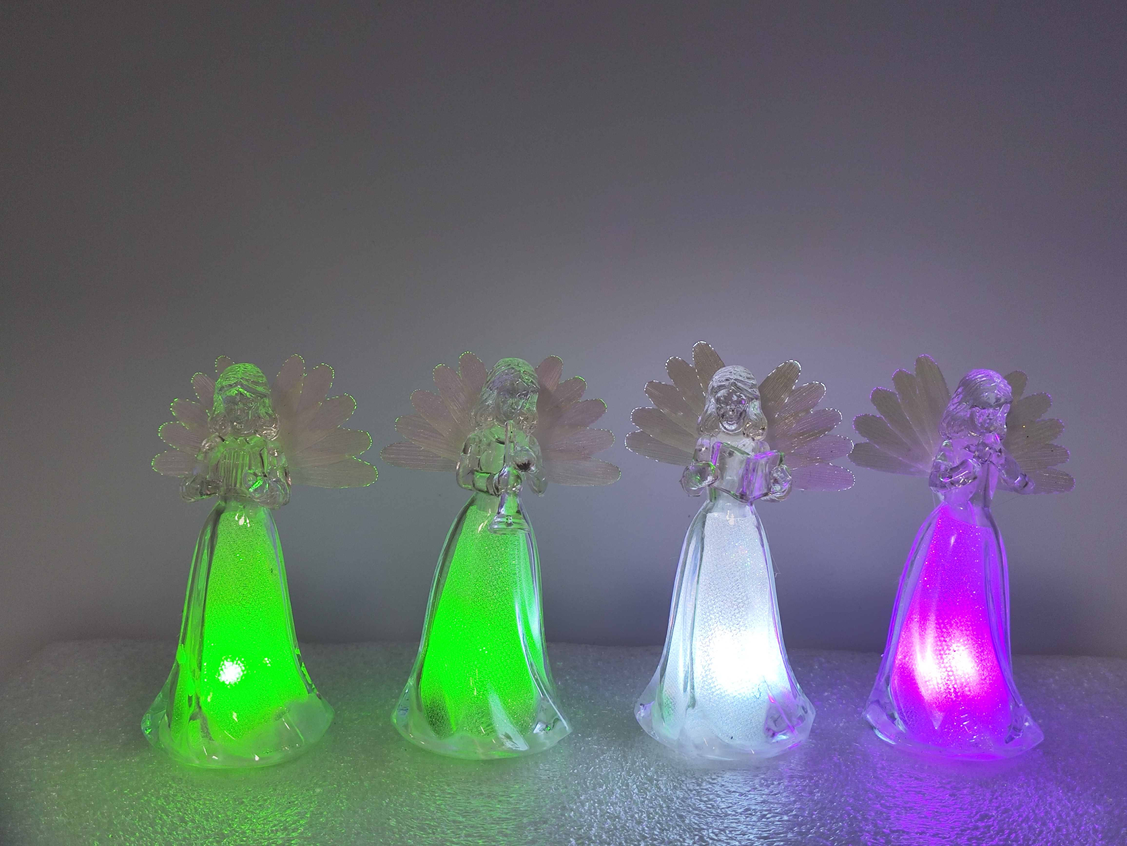 Mini fiber optic angel 4-piece Christmas gift LED light ornament PS material