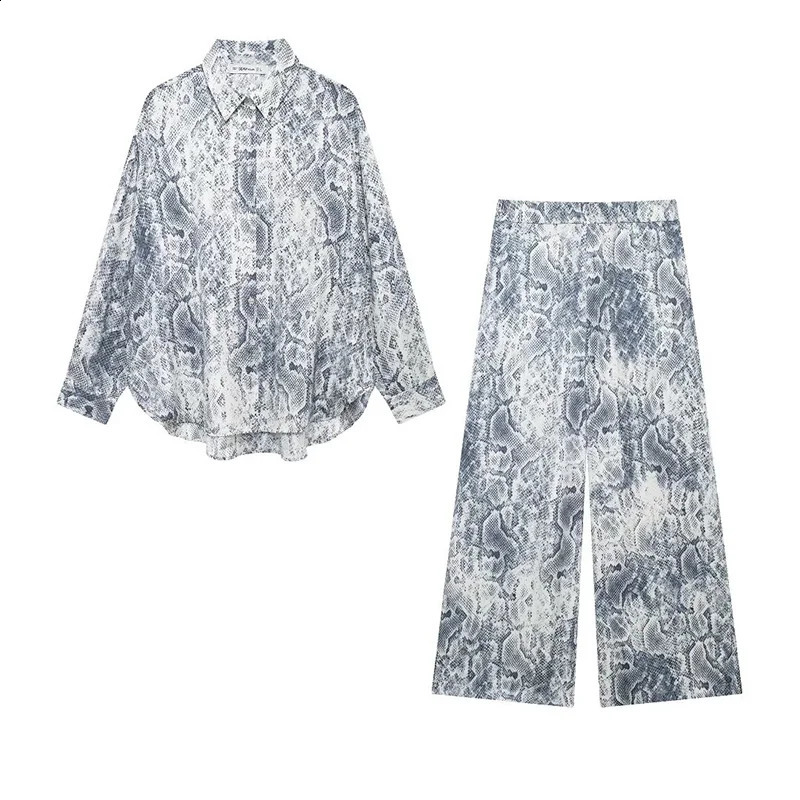 Willshela Women Fashion 2 Piece Set Printed Single Breasted Shirts Vintage Elastic Waist Trousers Feamle Chic Lady Pants Sets 240829