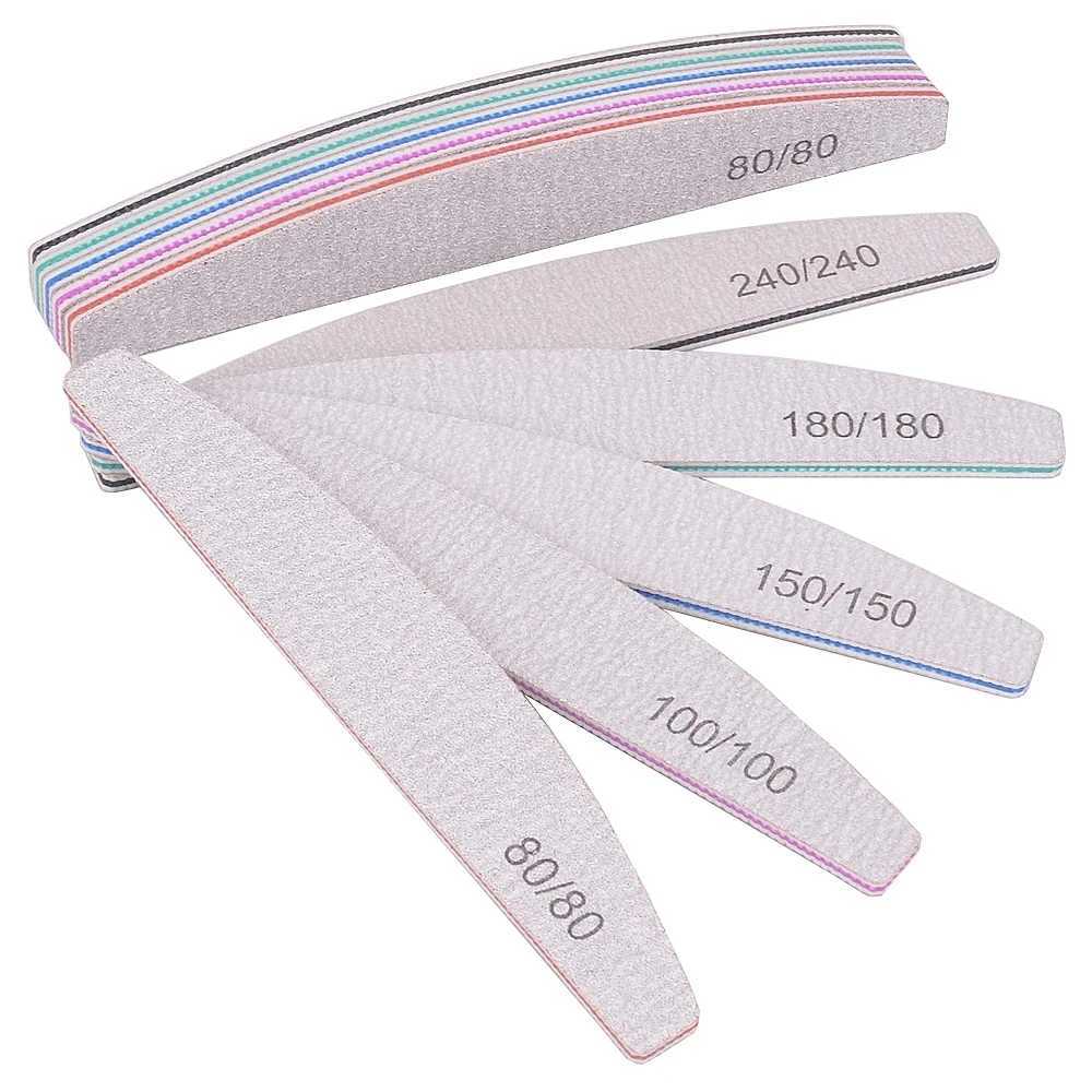1 piece of professional nail file 100/180 sandpaper sturdy and thick nail file frosted half moon lime nail accessories and tools W240829