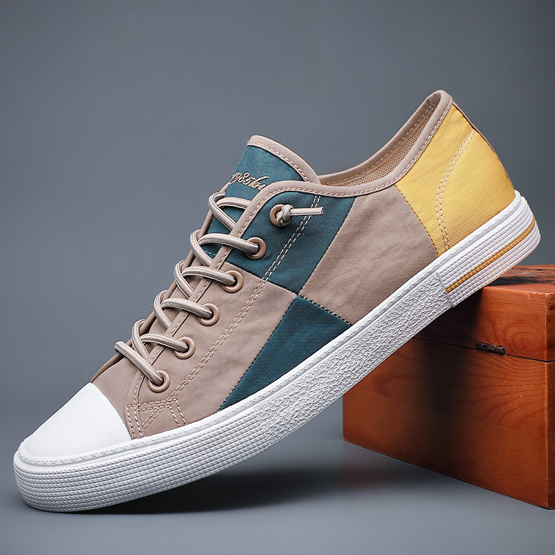 2023 New Breathable Autumn Fashion Men Canvas Shoes Patchwork High Quality Spring Male Casual Sneakers Spring Casual Shoes