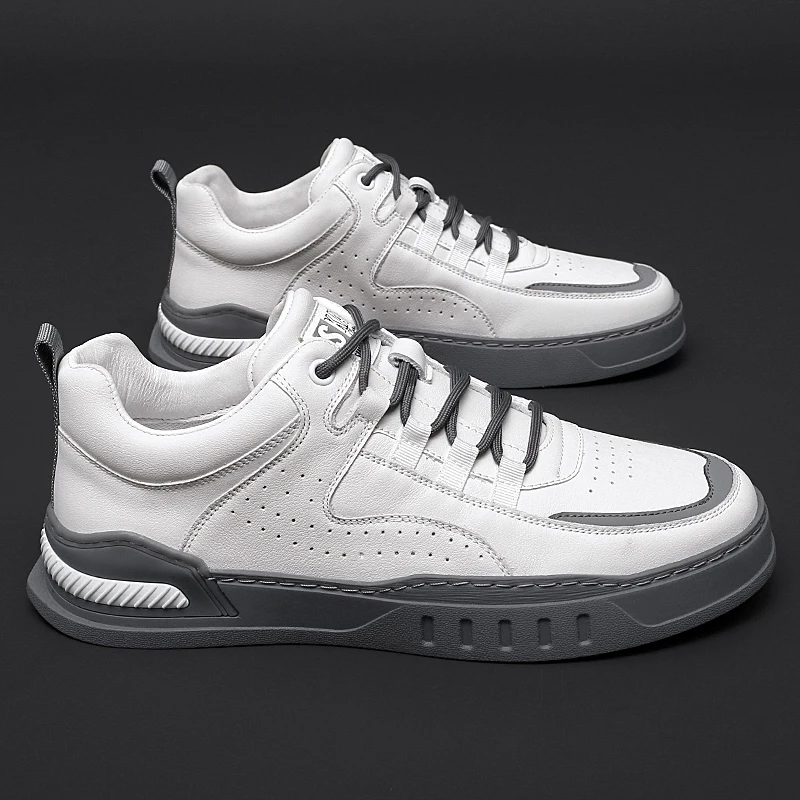 Leather Genuine Casual Fashionable Sneakers Color Blocking Design Minimalist Men's Oxford Shoes Breathability 0b61