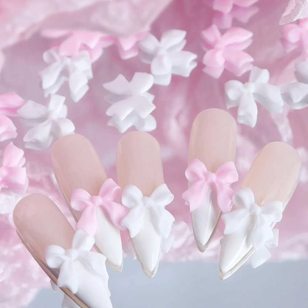50 pieces of ribbon bow nail charm accessories colorful bow handicrafts DIY jewelry making Valentines Day nail art decoration W240829