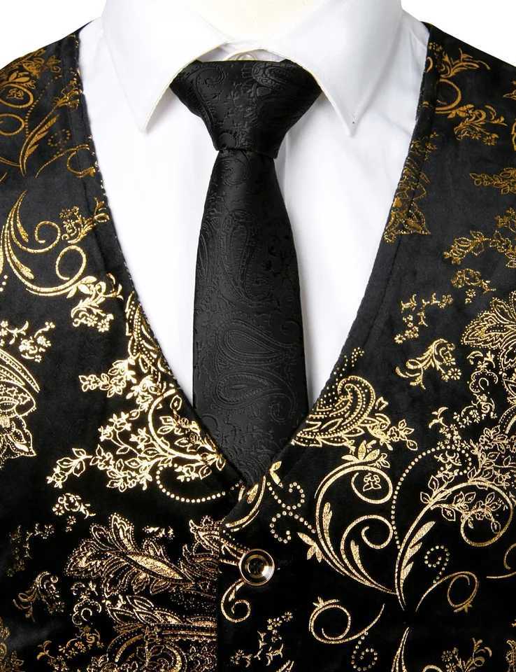 Mens Gold Metallic Paisley Printed Steampunk Vest Single Breasted V Neck Wedding Waistcoat Men Tuxedo Aristocrat Vests Gilet 2XL Y240830