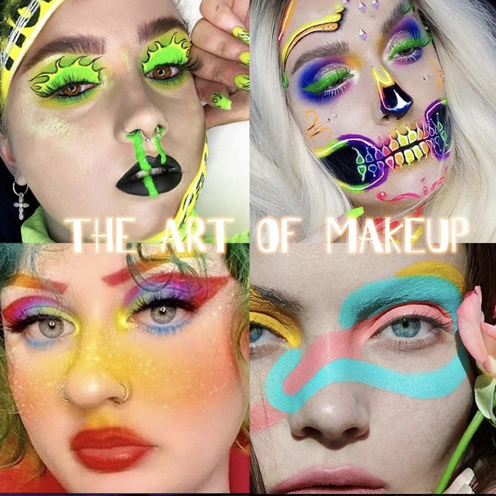 12 color liquid eyeliner neon color Halloween eyeliner waterproof UV black light fluorescent paint makeup 240829