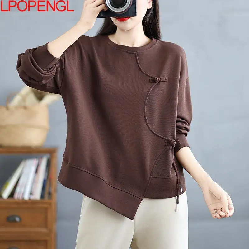 Simple splicing long sleeved round neck womens sports shirt top autumn Korean fashion stress relieving 240827
