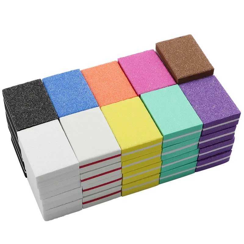 50Pc professional mini nail art buffer 100/180 sandpaper manual care file sanding polishing nail file grinding equipment tools W240829