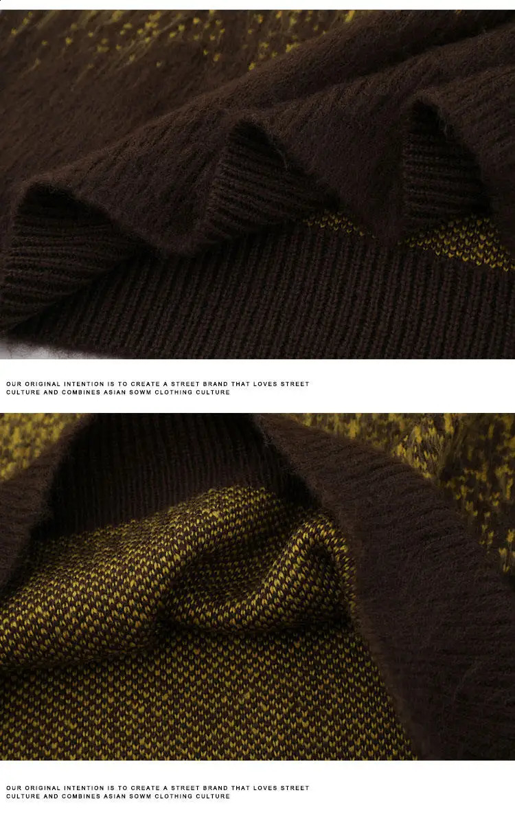 Mens Womens Autumn Winter Jacquard Street Clothing Loose Waist Hips Oversized Pullover Sweater Couple Knitted Top 240829