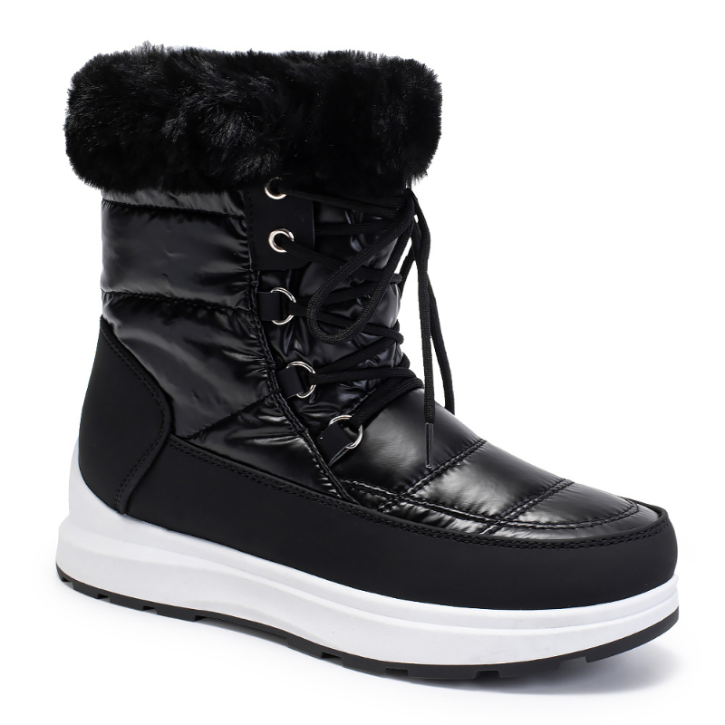 Fashion Faux Fur Waterproof Snow Boots Women Lace-Up Thicken Plush Winter Botas Mujer Non-Slip Warm Platform Ankle Boots