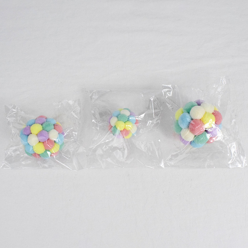 Fashion new macaron plush pet toy cat and dog self-hey funny cat bite-resistant bell sounding toy ball