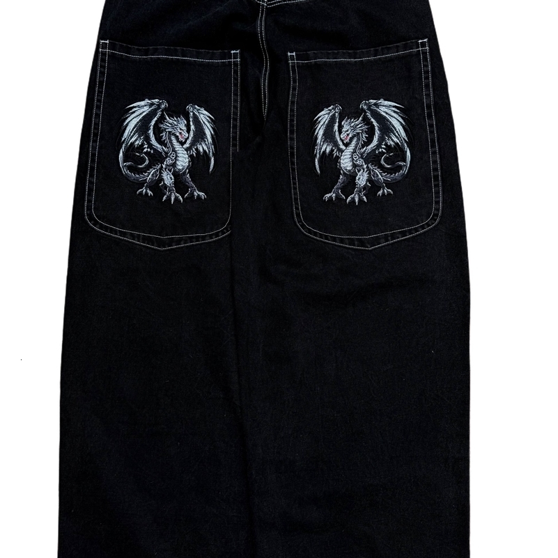 Hip Hop Gloe Baggy Jeans For Men Vintage Streetwear Slouchy 2000s High Street Y2K Jeans Wide Leg Pants Spider Denim Men Clothing 240829