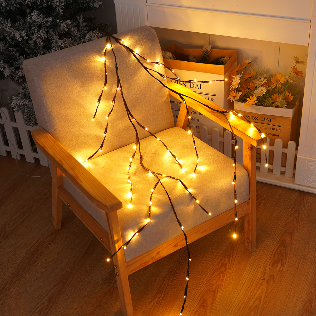 LED lights branch and rattan lights living room and bedroom decorations colorful light strings festive wedding decorations branch lights