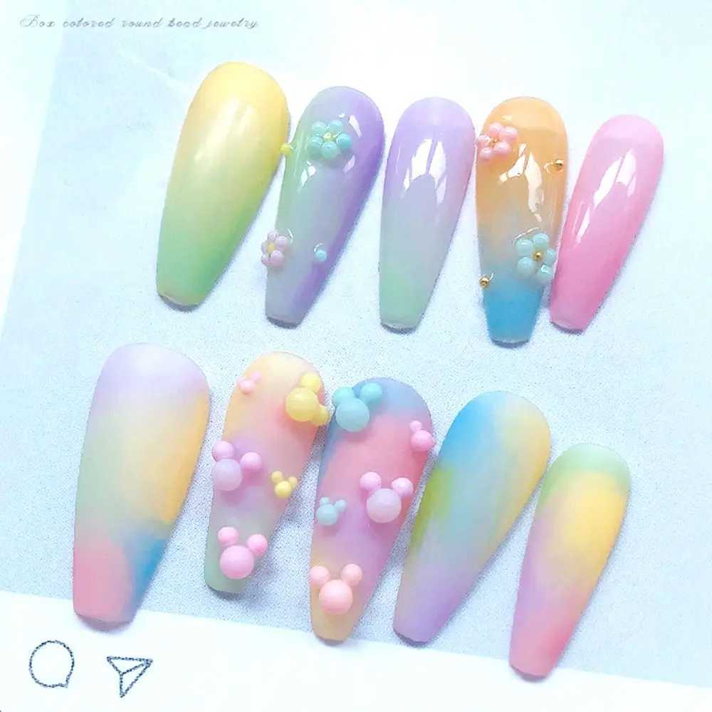 Macarone color foam ball round crystal bead 3D mixed size candy color resin acrylic bubble ball DIY nail art Rhinestone W240829