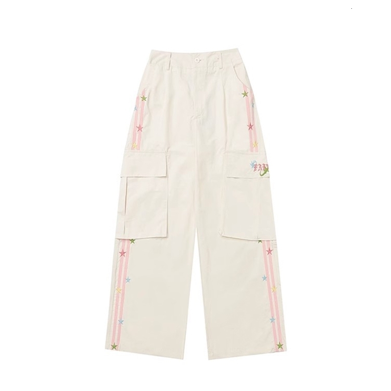 Womens almond bag cargo pants retro Y2k Harajuku fashion street clothing star oversized high waisted mens 2000s 240829