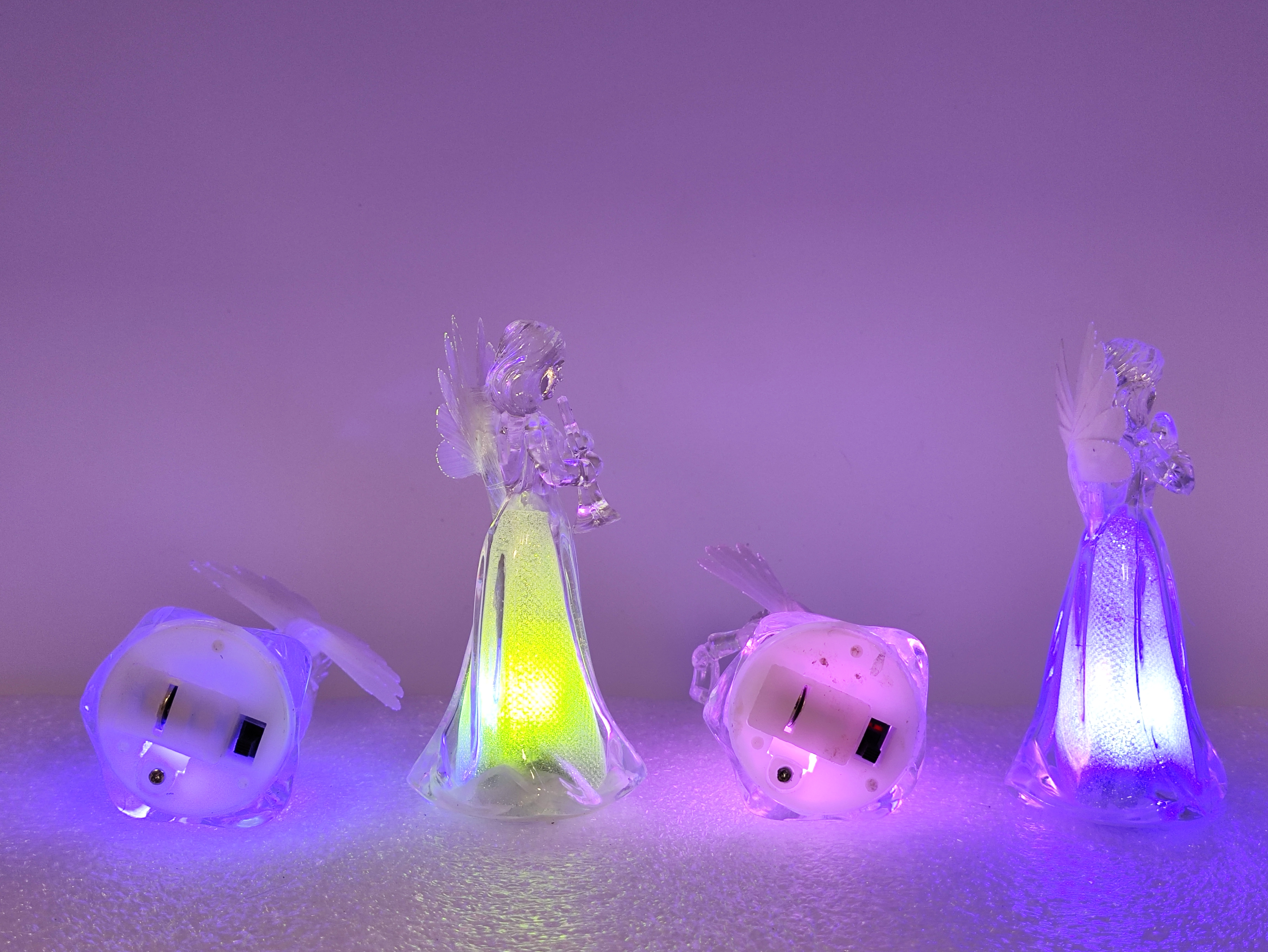 Mini fiber optic angel 4-piece Christmas gift LED light ornament PS material