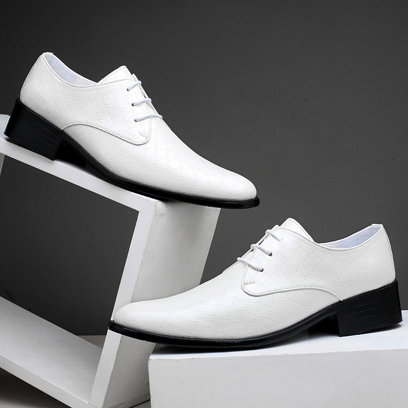 Black Red White Derby Shoes for Men Lace-up Leather Shoes Business Men Dress Wedding Banquet Elevated Shoes Casual Shoes Pointed