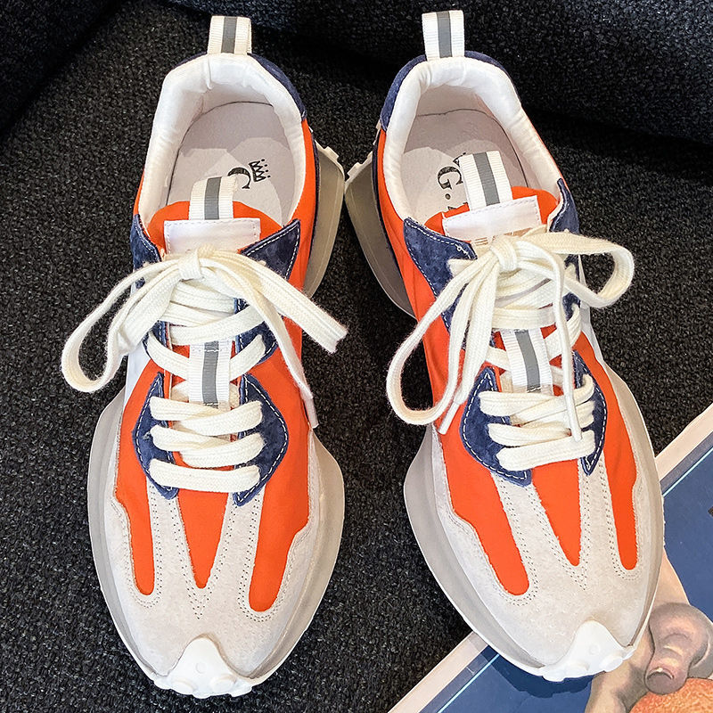 Blue Platform Women Casual Lace Up Thick Sole Woman Beige Chunky Sneakers Leather Vulcanize Shoes