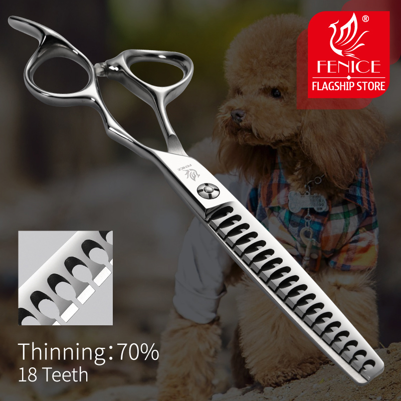 Fenice Professional 6.5 inch Fish bone pet thinning scissors Bichon Bomei Teddy dog grooming scissors shears thinning rate 70%