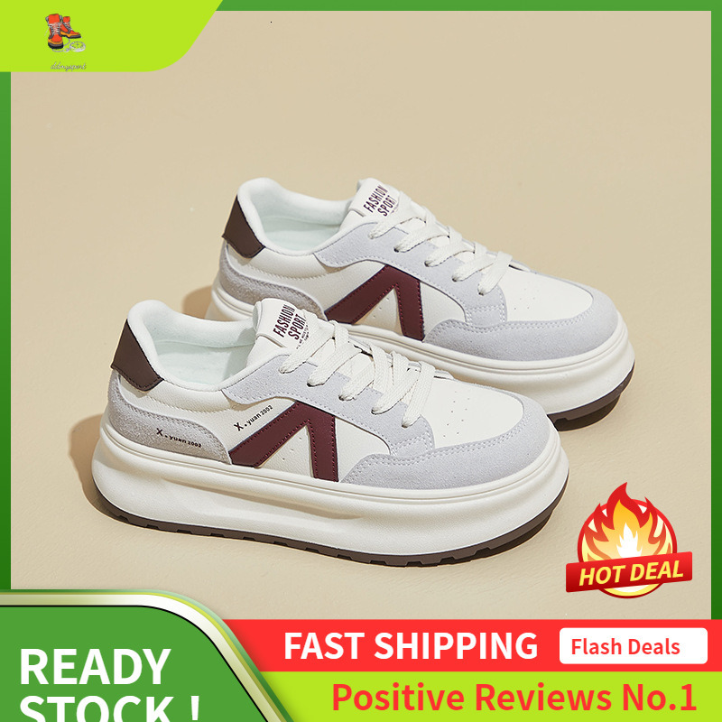 Ddmysports Autumn White New Korean Edition Ins Female Students Thick Soled Eight Increasing Sports Board Shoes Casual Street Photography XY OUTDOOR