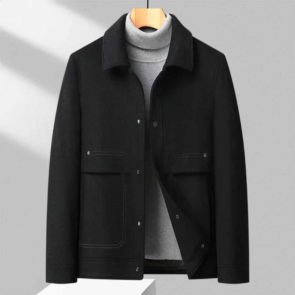 024 autumn and winter double-sided wool coat jacket with detachable lining mens casual top 240829