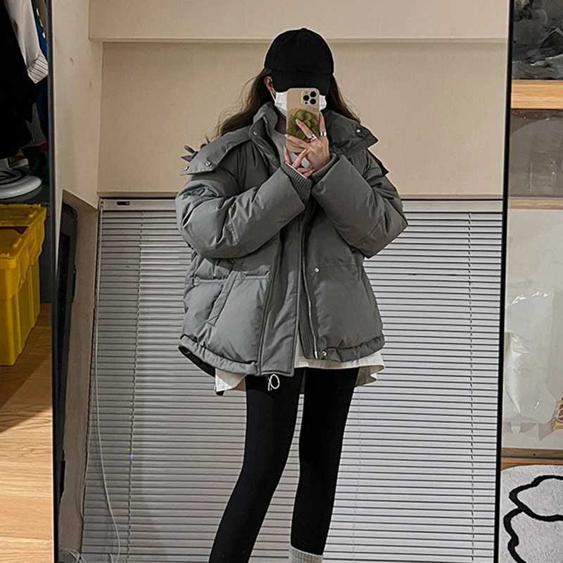 Women's Down Parkas Womens oversized inflatable jacket zipper winter hooded park loose and thick winter apron cotton jacket casual jacket Y240824