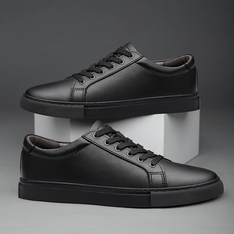 New Fashion Sneakers Men Shoes Leather Mens Casual Shoes Flat Male Footwear Classic Black White Shoes Tenis Masculino Skateboard